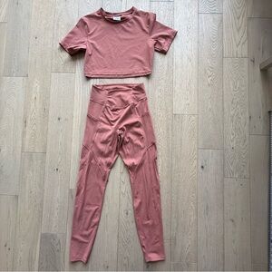 Gymshark Pink Leggings and Crop Top Set Size Small